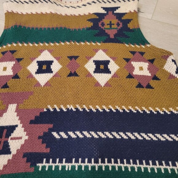 Vtg Ropa DVazquez Southwestern Knit Vest Size L Boho Style Wool Blend - Picture 7 of 7
